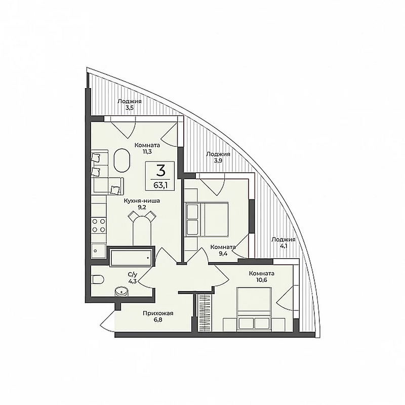 Пентхаус — 120–200 м²